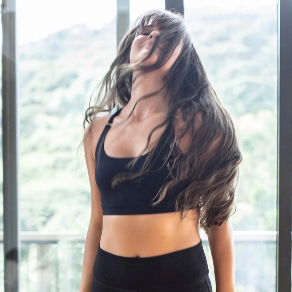 WE-AR sustainable strappy yoga bralette, black, XS